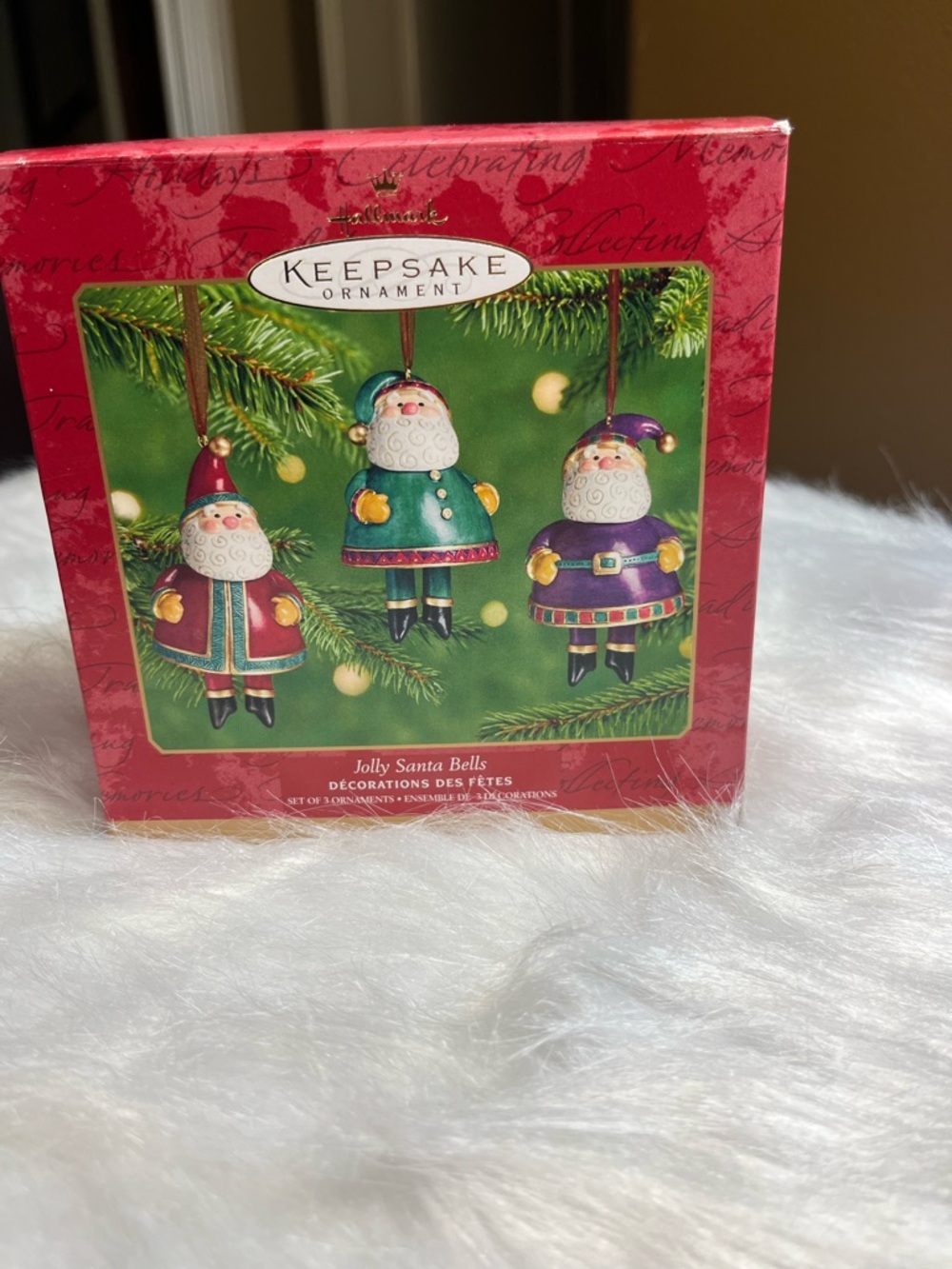 Hallmark Keepsake Jolly Santa Bells Ornament Set - Red & Green 2001